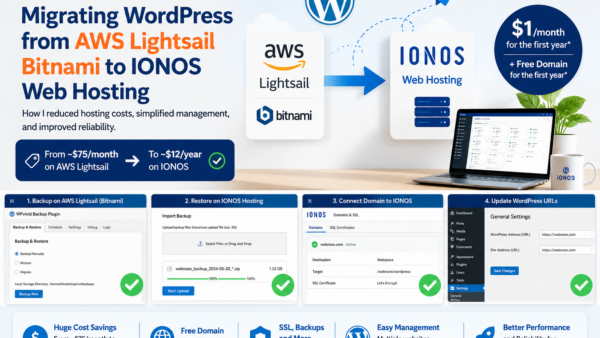 migrating wordpress site from aws lightsail to ionos